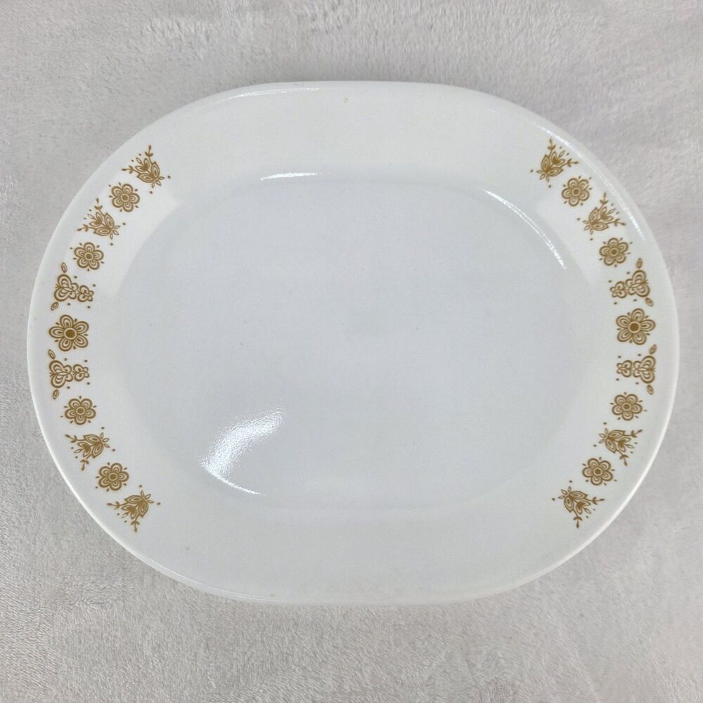 Vintage Corelle By Corning Butterfly Gold 12.25" Oval Serving Platter USA